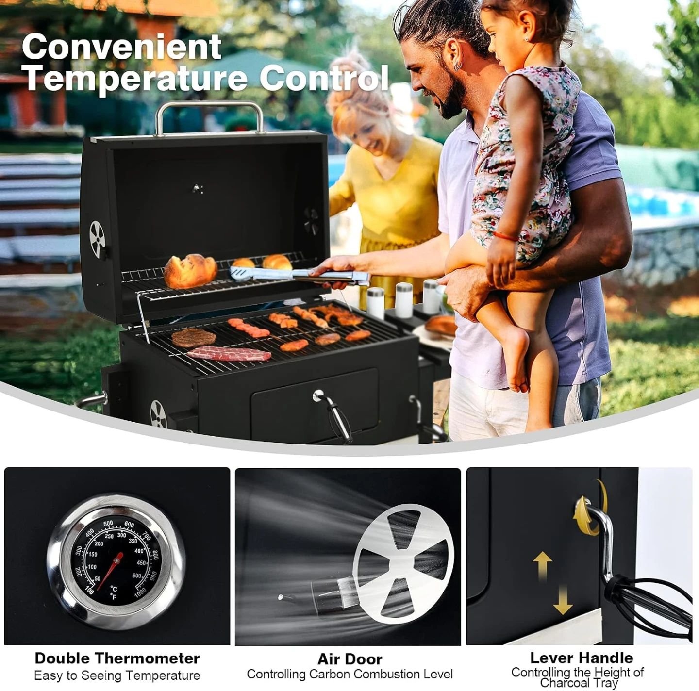 Giantex 24 inch Charcoal Grill with Folding Side Table - photo 4