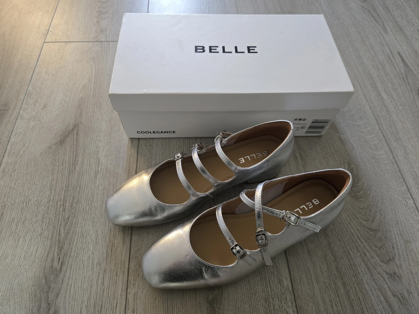 Silver Mary Jane Flats