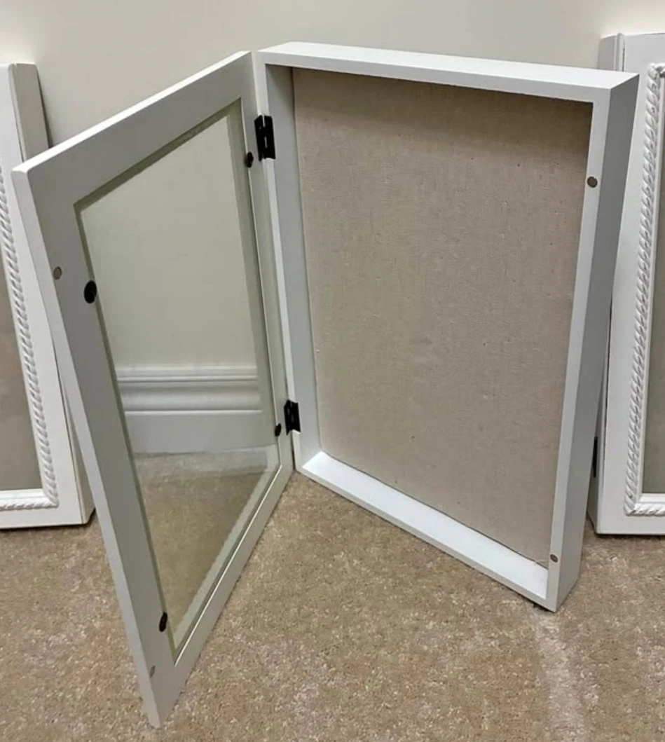 White Shadow Box Frame with Glass Door