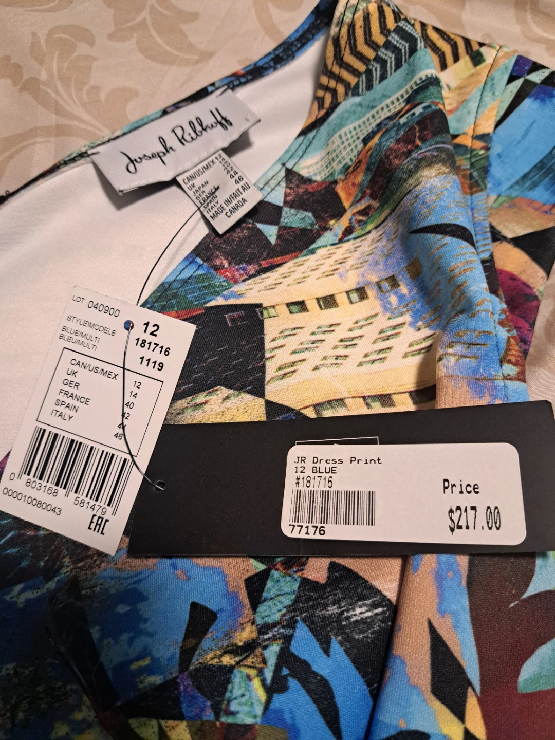 Joseph Ribkoff JR Dress Print 12 Blue