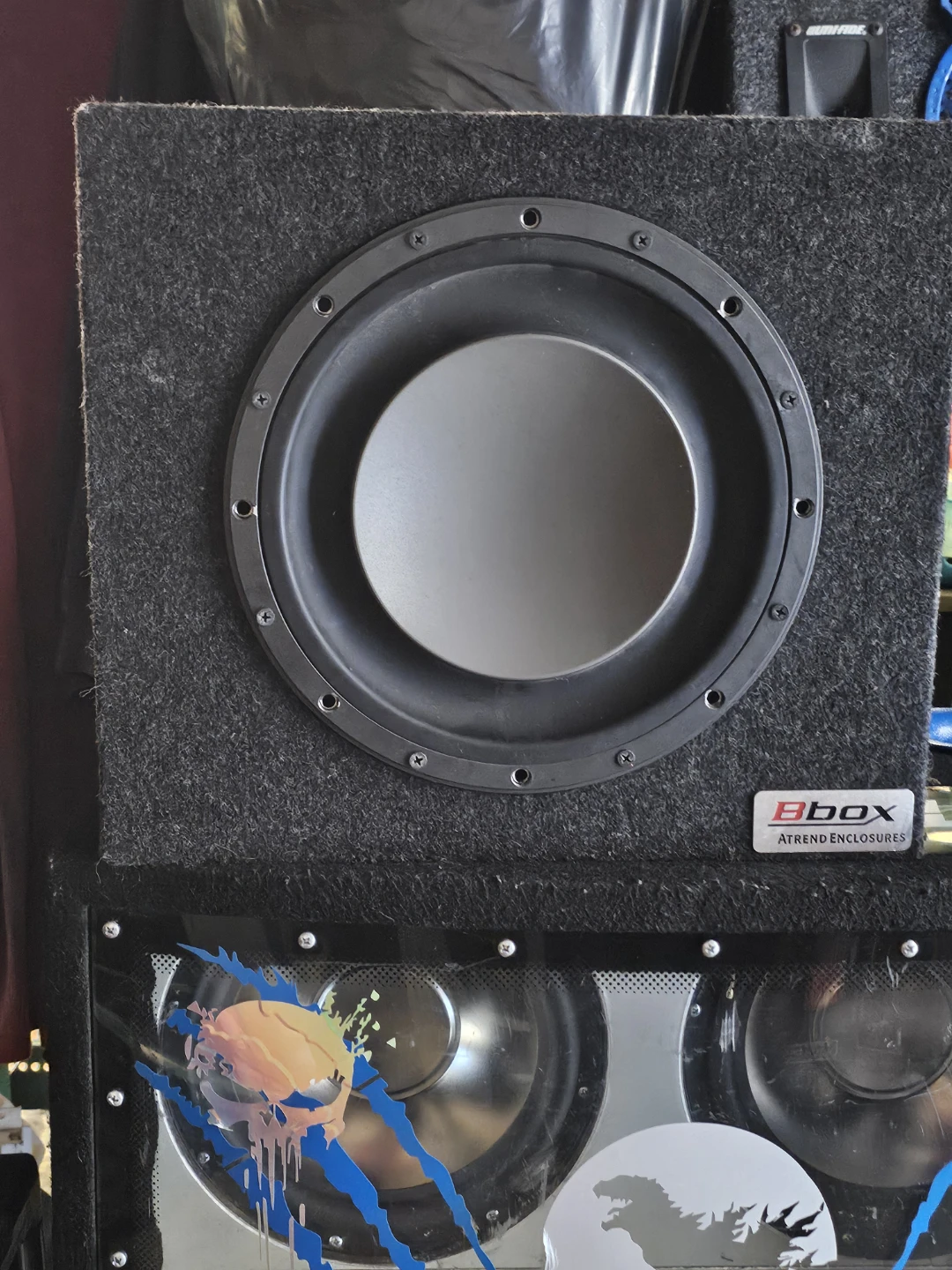10-inch subwoofer mounted inside a Bbox Single Sealed Enclosure