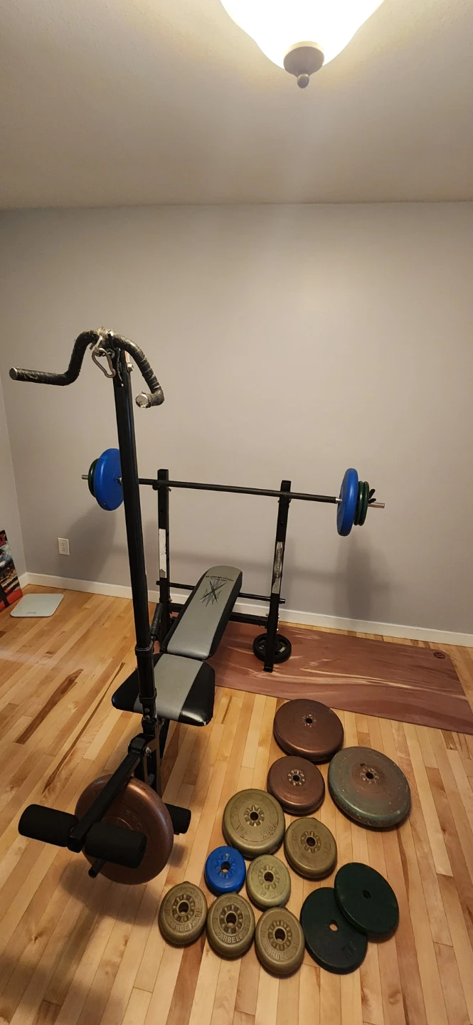 Weight Bench with Barbell and Weight Plates - photo 2
