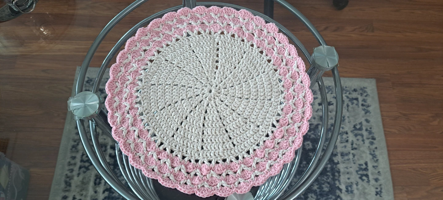 Handmade Crochet Doily Set - Pink & Cream