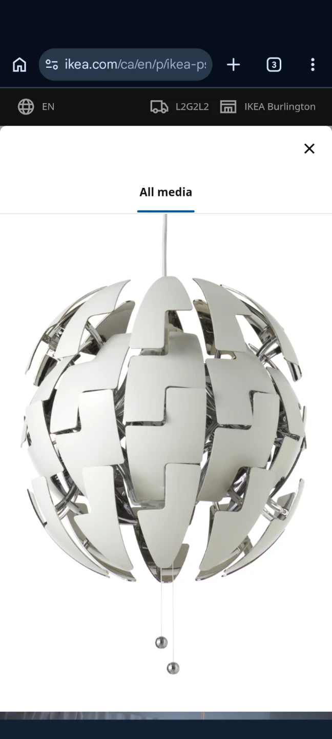IKEA PS 2014 Pendant Lamp White/Silver 35 cm