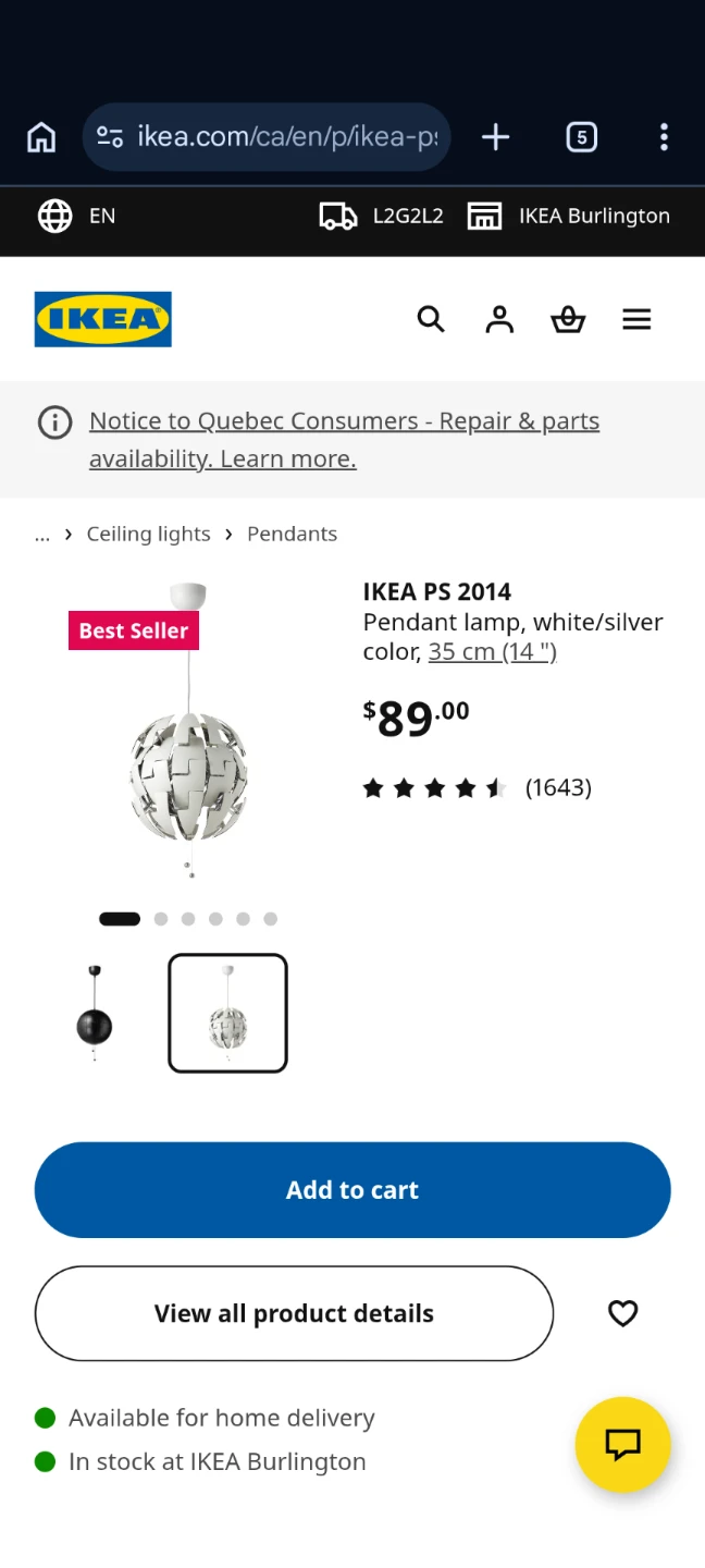 IKEA PS 2014 Pendant Lamp White/Silver 35 cm - photo 3