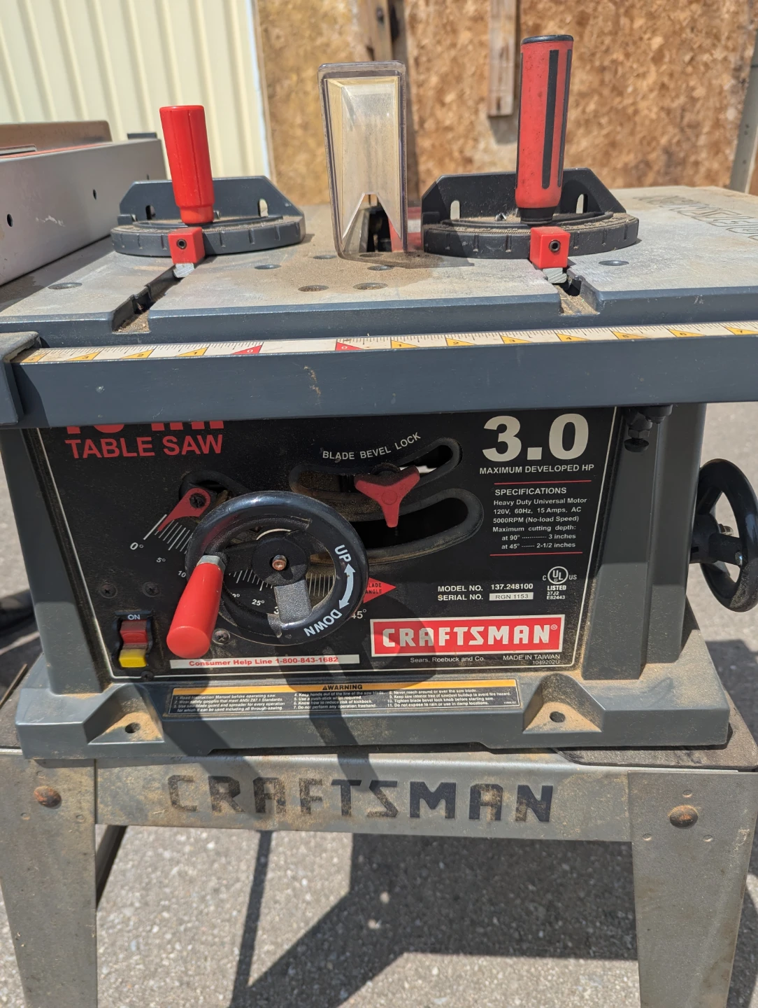 Craftsman 10-inch Table Saw 3.0 HP - photo 2