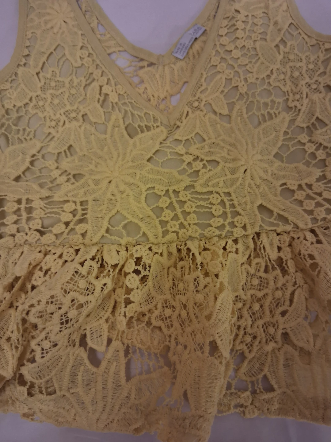Zara Yellow Lace Peplum Tank Top - photo 4