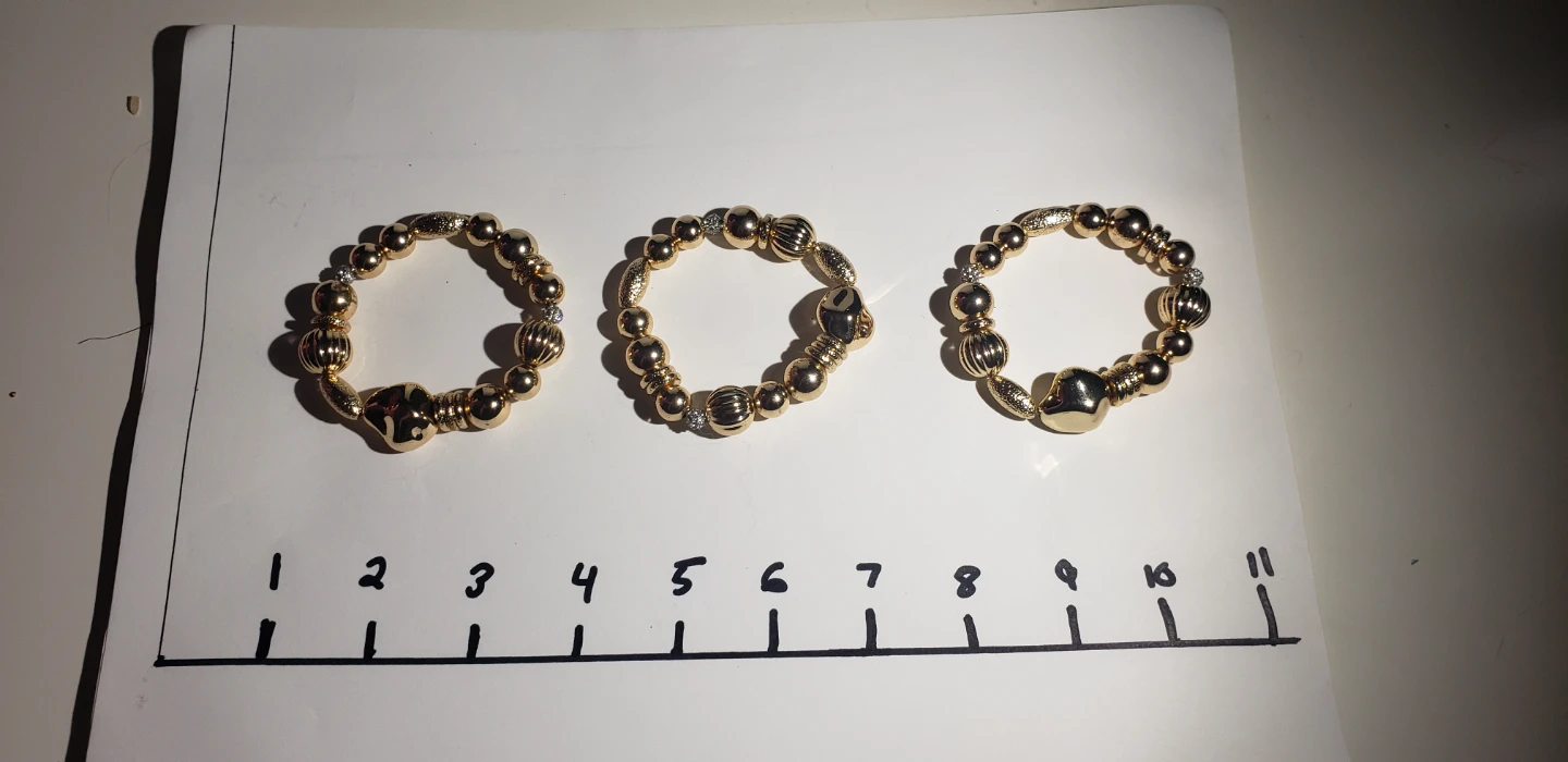 Set of 3 Gold Tone Beaded Stretch Bracelets