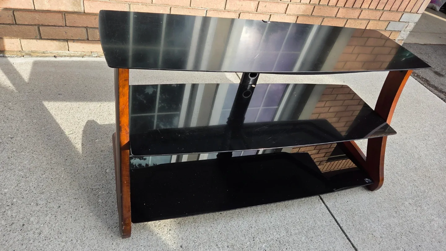 3-Tier Glass Entertainment Stand with Wood Accents - photo 5