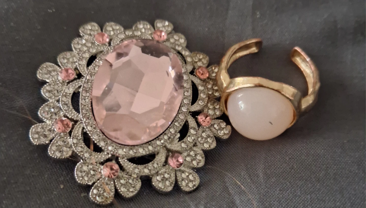 Rhinestone Brooch and Ring Set