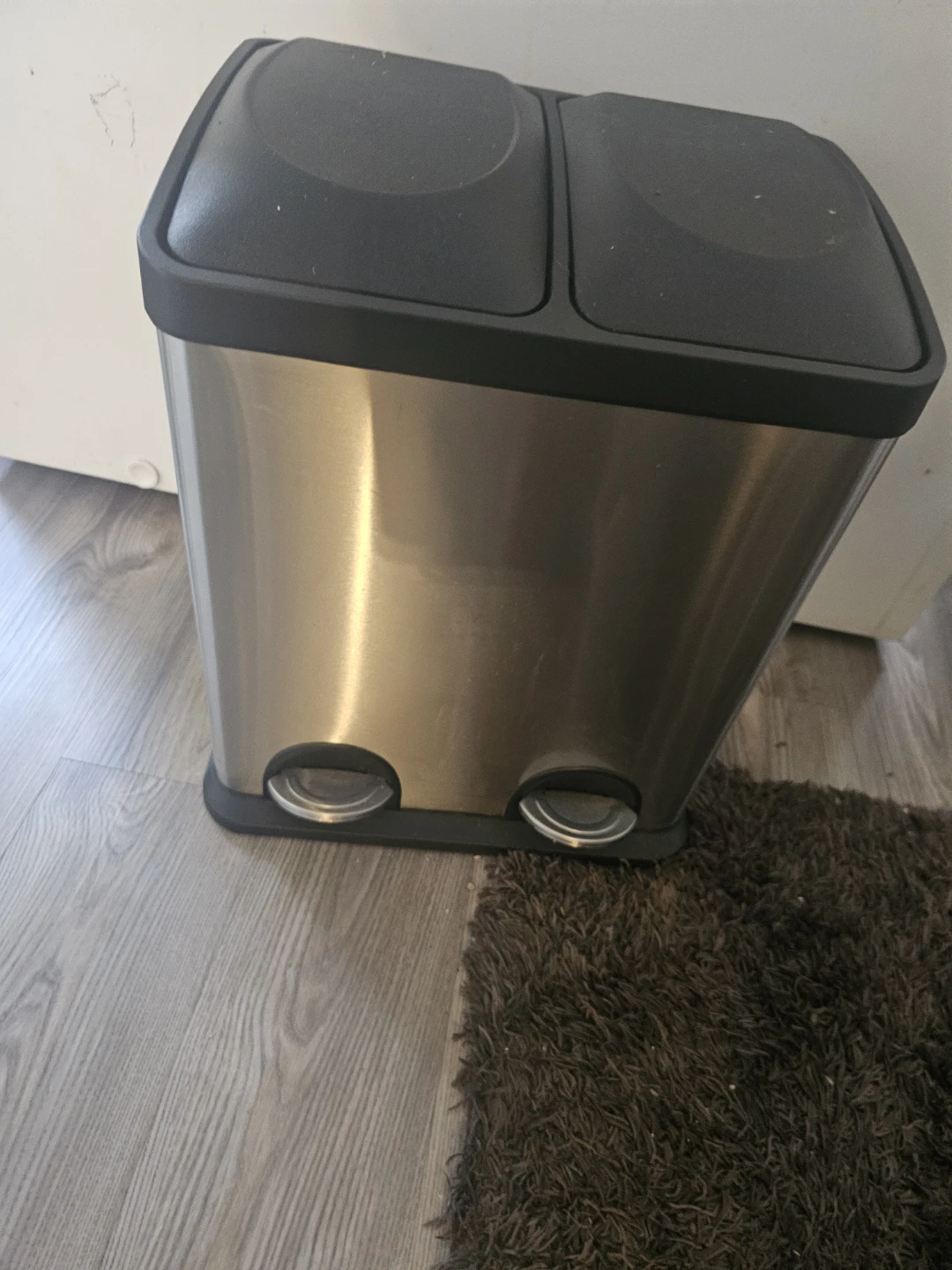 Elama Stainless Steel 2 Section Trash and Recycling Bin - photo 2