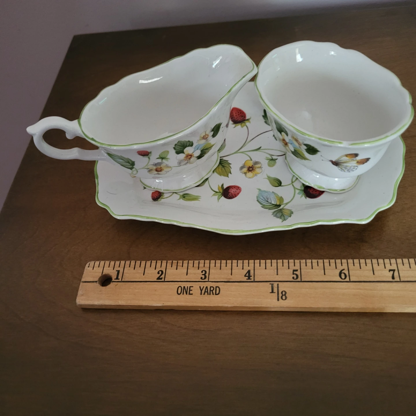 Old Foley James Kent "Strawberry" Creamer & Sugar Bowl Set
