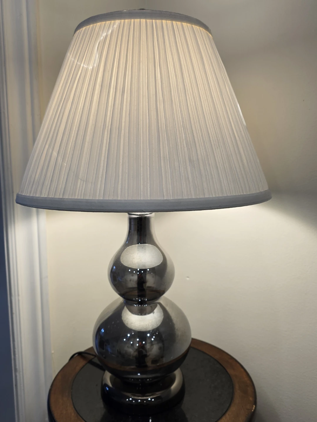 Chrome Ball Table Lamp with Pleated Shade