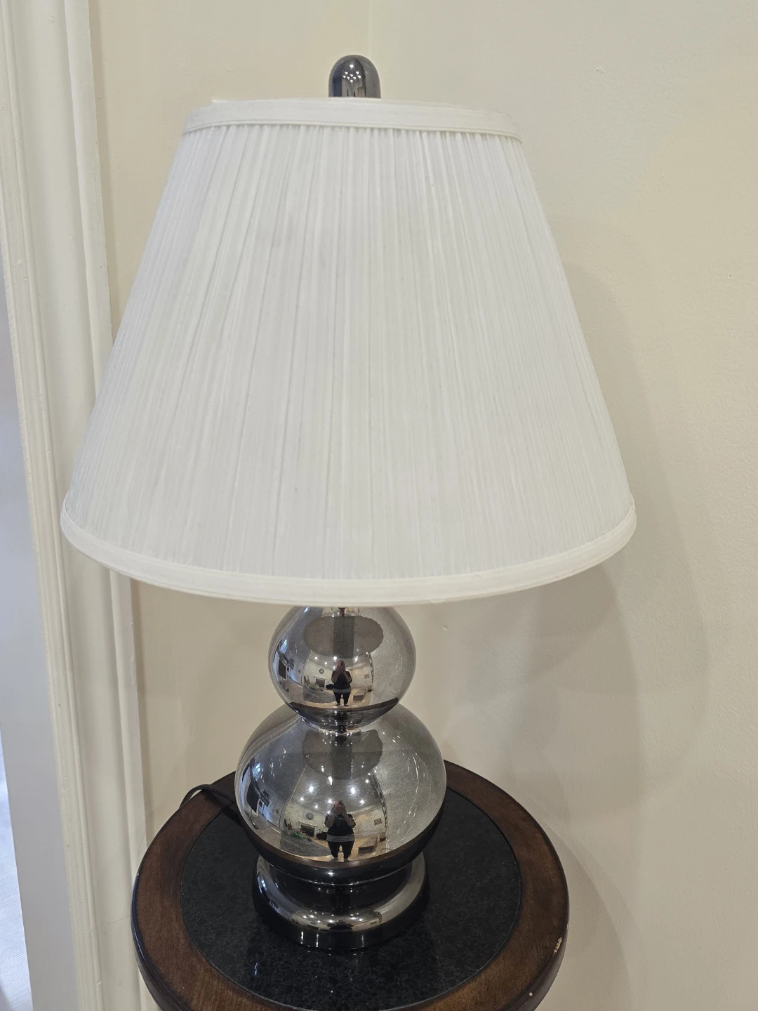 Chrome Ball Table Lamp with Pleated Shade - photo 2