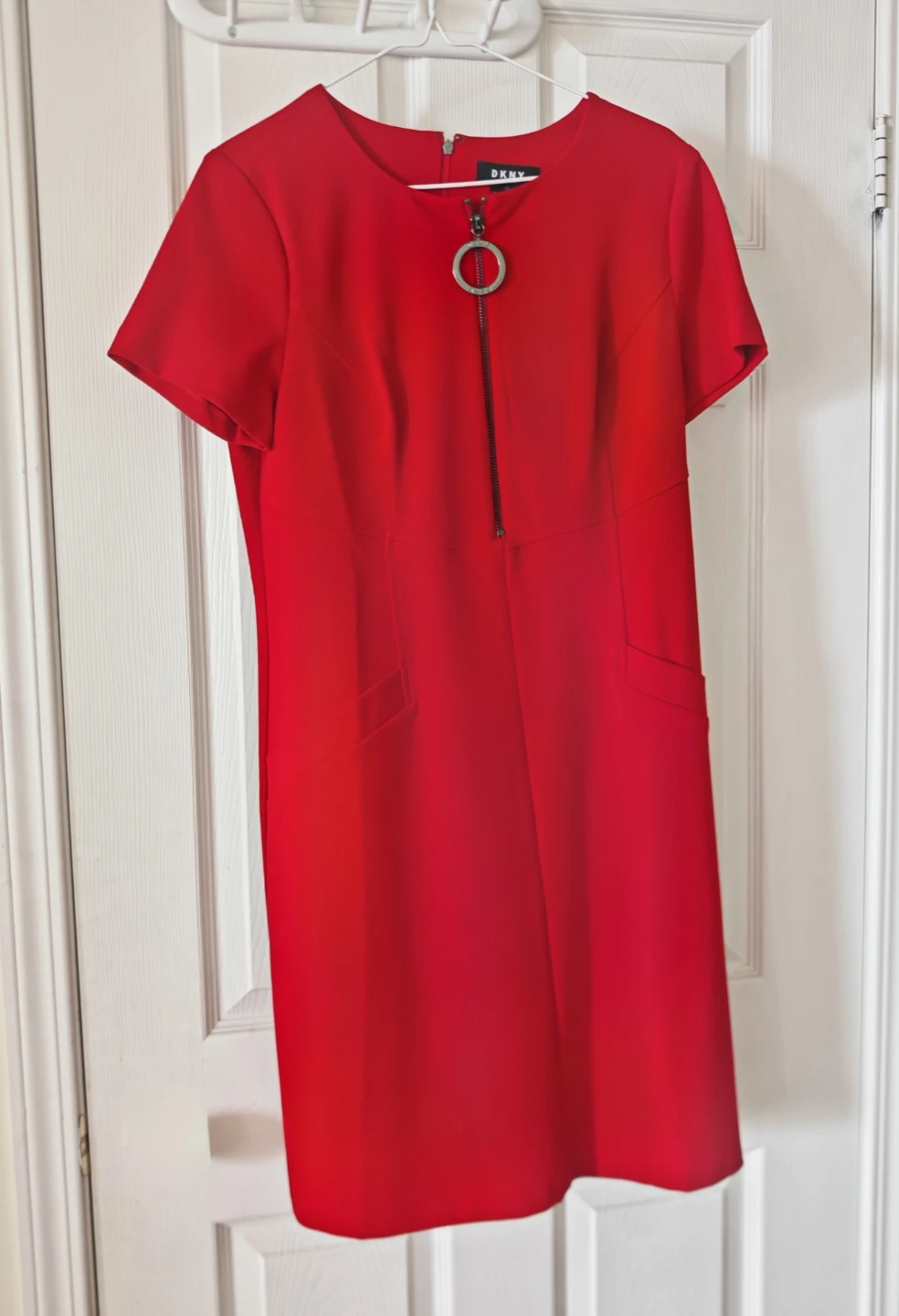 DKNY Red Dress with Zipper Detail