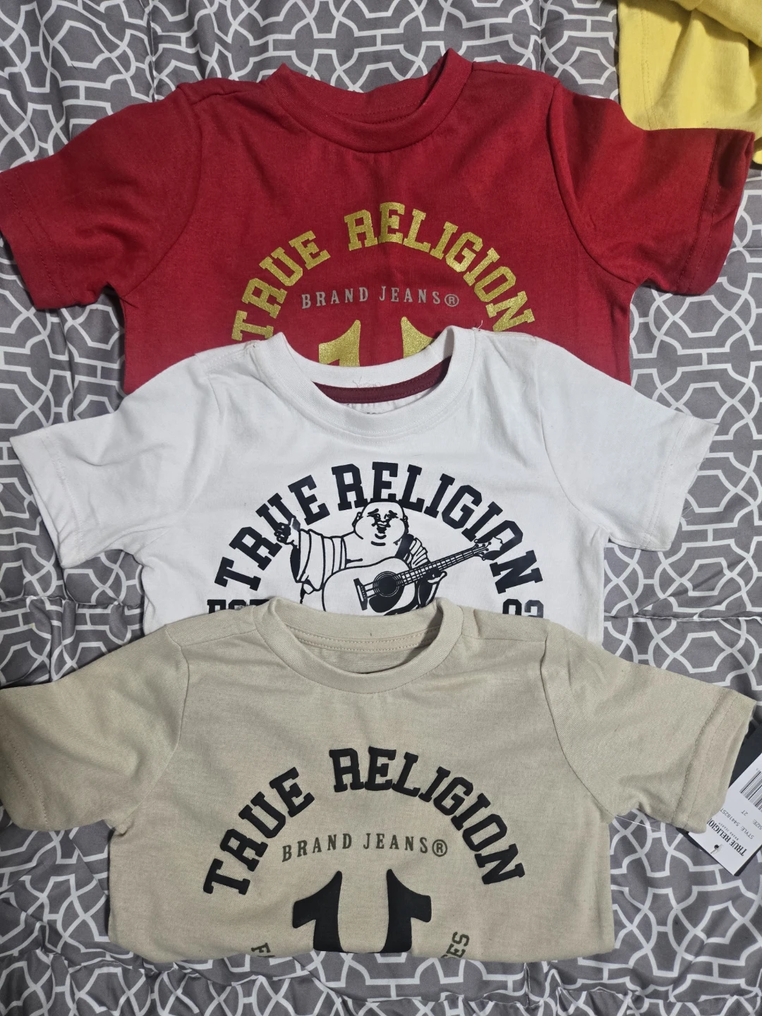 Boys Brand New True Religion T-Shirts Bundle (Red, White, Beige)