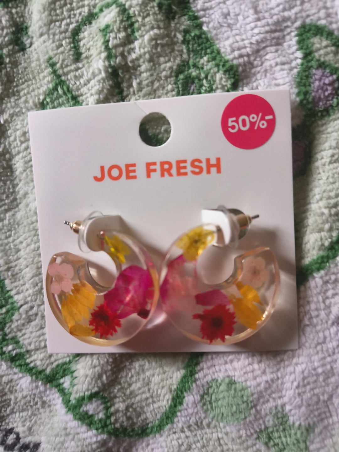 Joe Fresh Hoop Earrings with Dried Flowers - photo 3