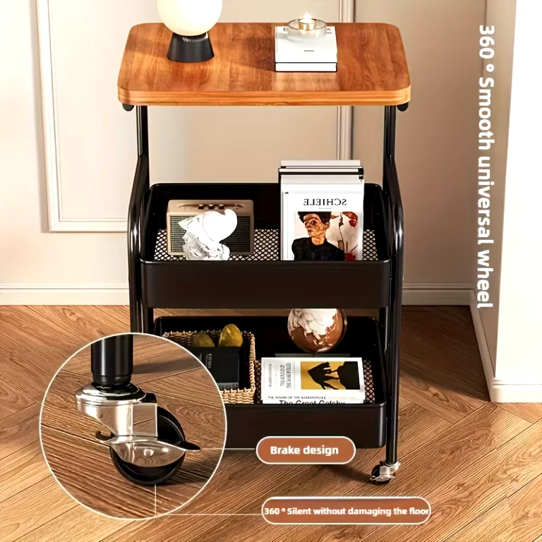(BRAND NEW) 3-Tier Walnut/Black Rolling Cart - photo 2