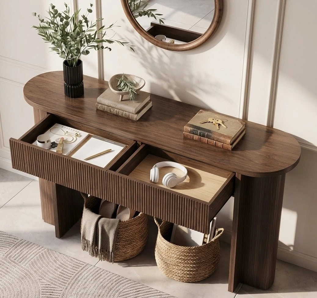 Brand new Walnut Console Table with Drawers - photo 3