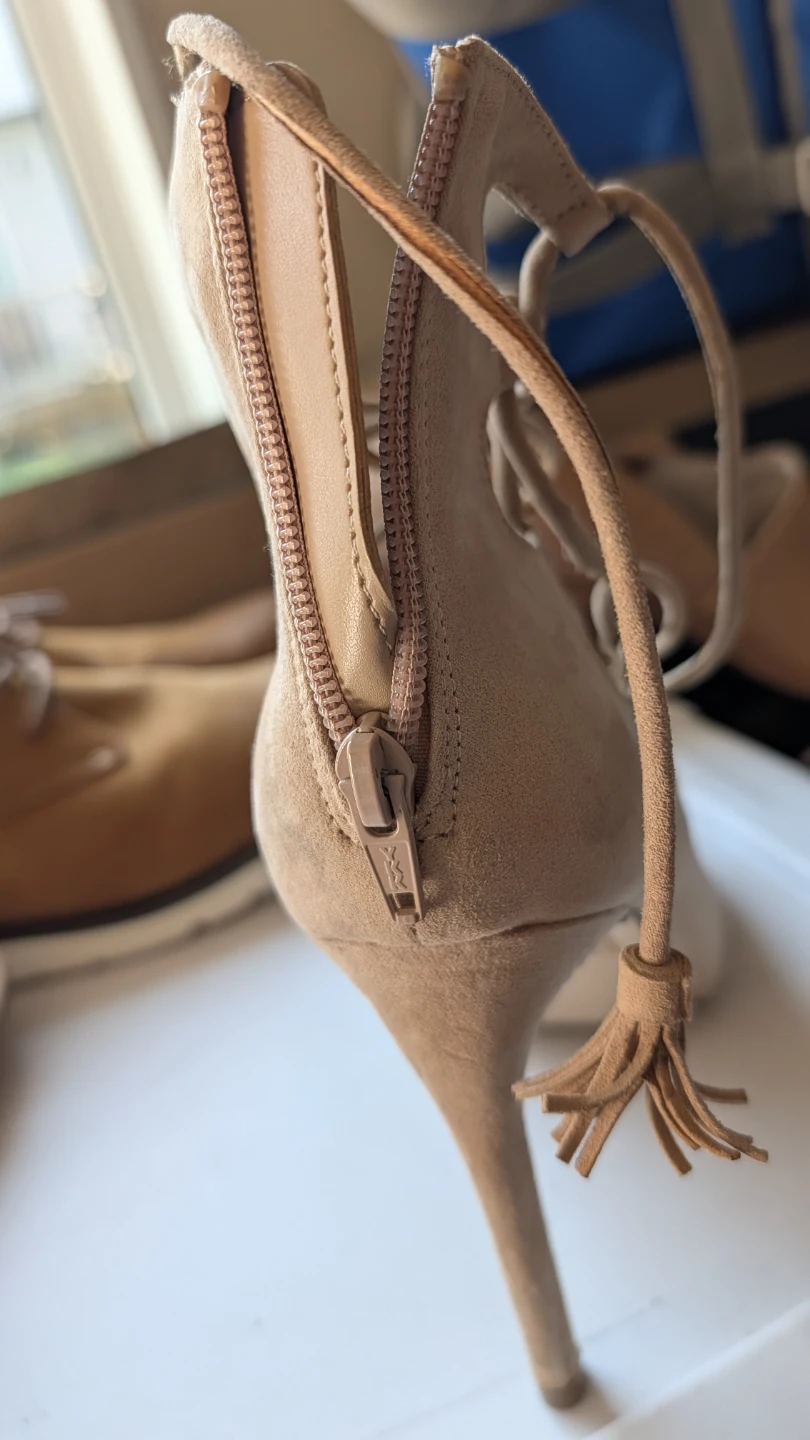 Tan Suede Lace-Up Heels - photo 2