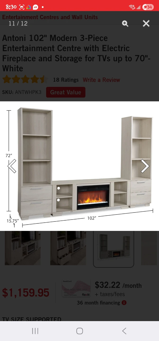Modern 3-Piece Entertainment Centre with Electric Fireplace - photo 3