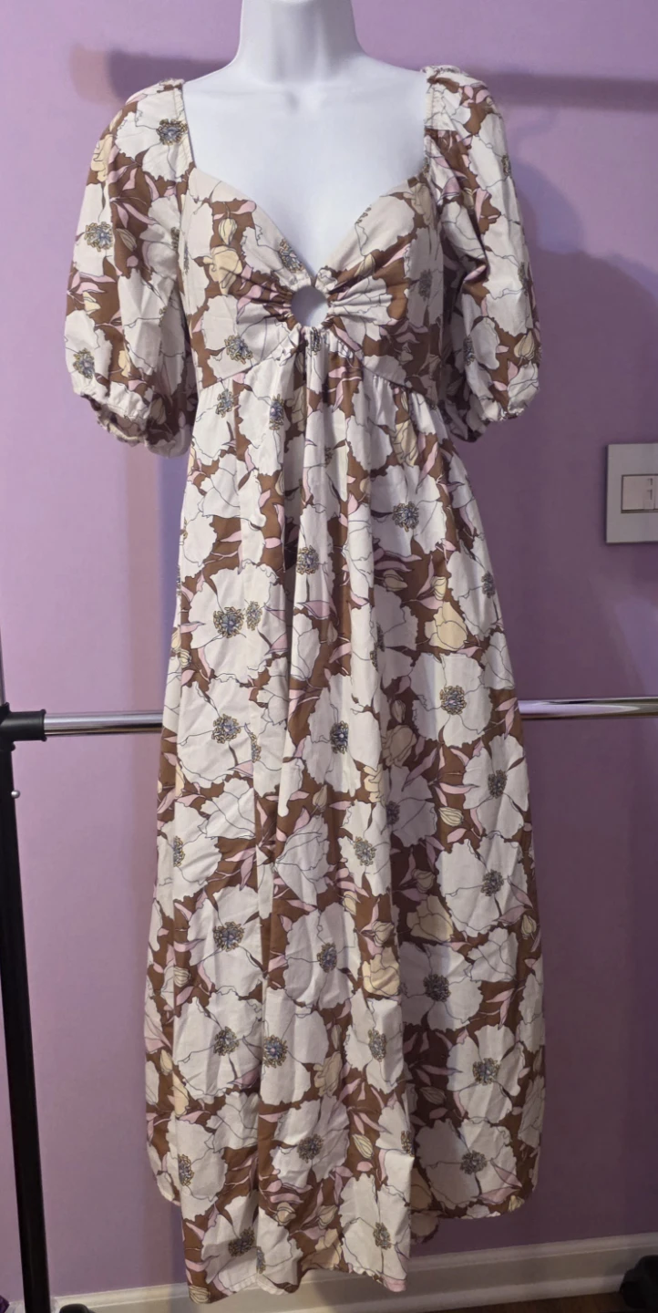 Abercrombie and Fitch Floral Maxi Dress with Tie Back size M