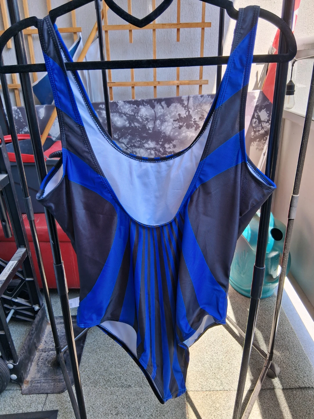 Blue/ black optical illusion swimsuit - photo 2