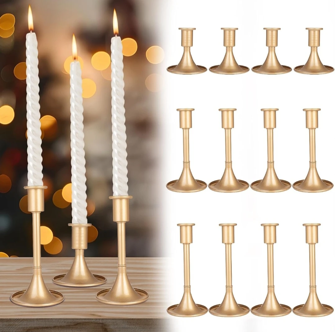 Gold Candlestick Holders Set (12 Count)