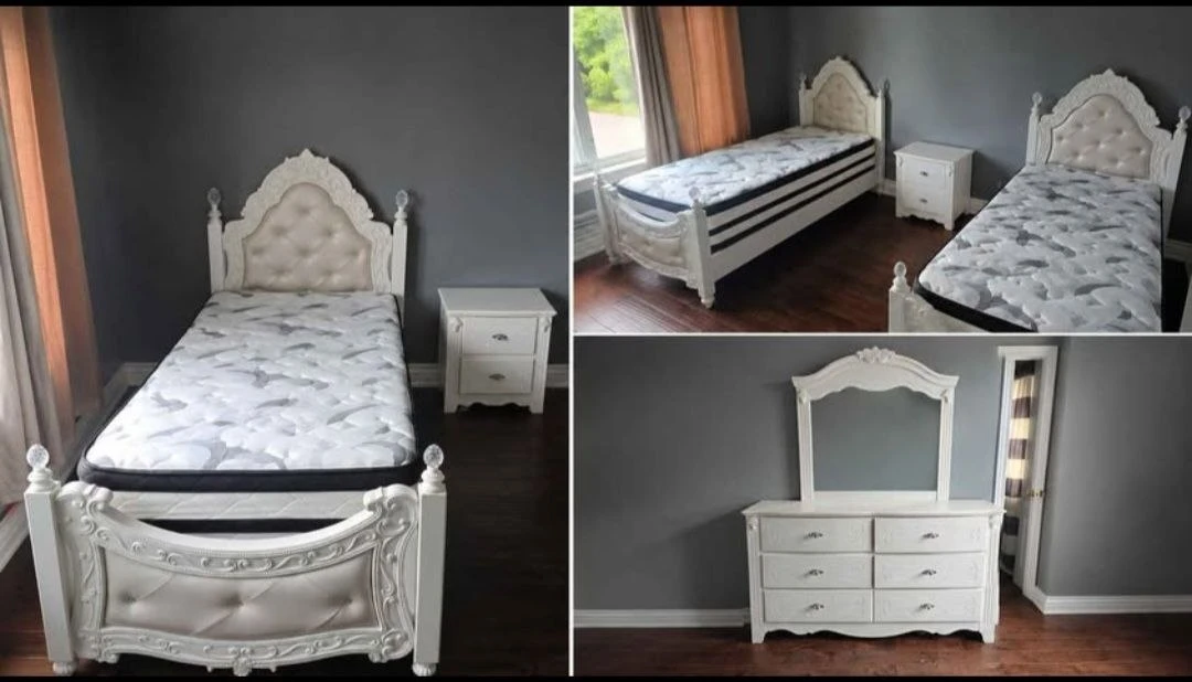 URGENT SELL, Full 5-Piece White Twin Bedroom Set , Like New