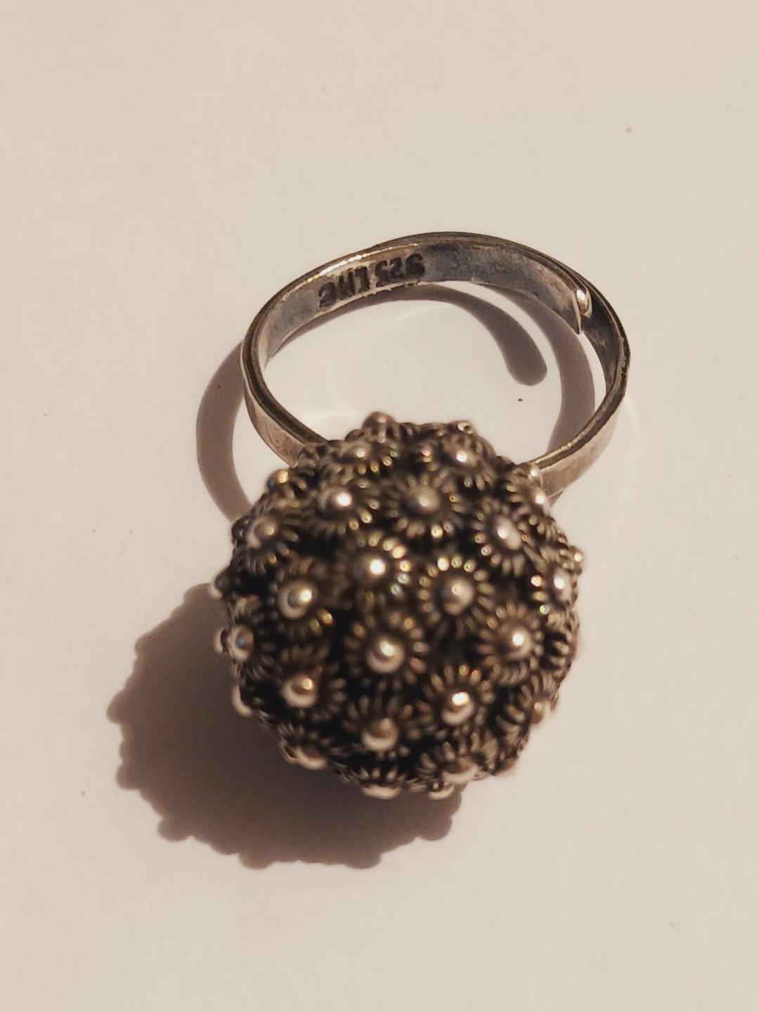 Taxco Mexico 925 Sterling Silver Filigree Flower Ball Ring - photo 3