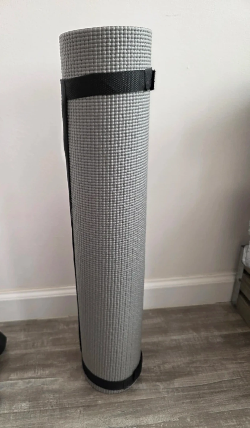 Gray Exercise Yoga Mat with Strap
