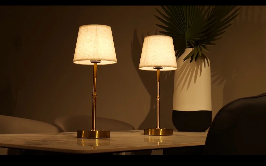 Portable & Elegant Brass Table Lamps (Set of 2)