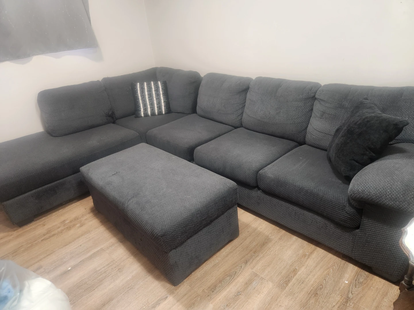 Dark Grey Sectional Sofa with Ottoman