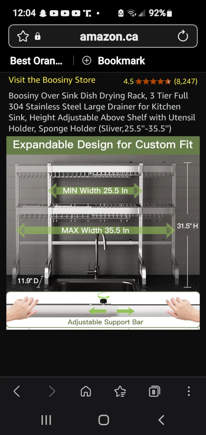 Boosiny Over Sink Dish Drying Rack - 3 Tier Stainless Steel - photo 5