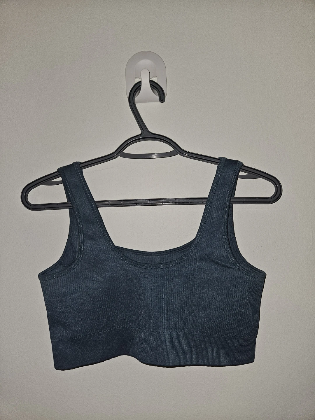 Seamless Ribbed Sports Bra & Shorts Set - Teal Large - photo 2