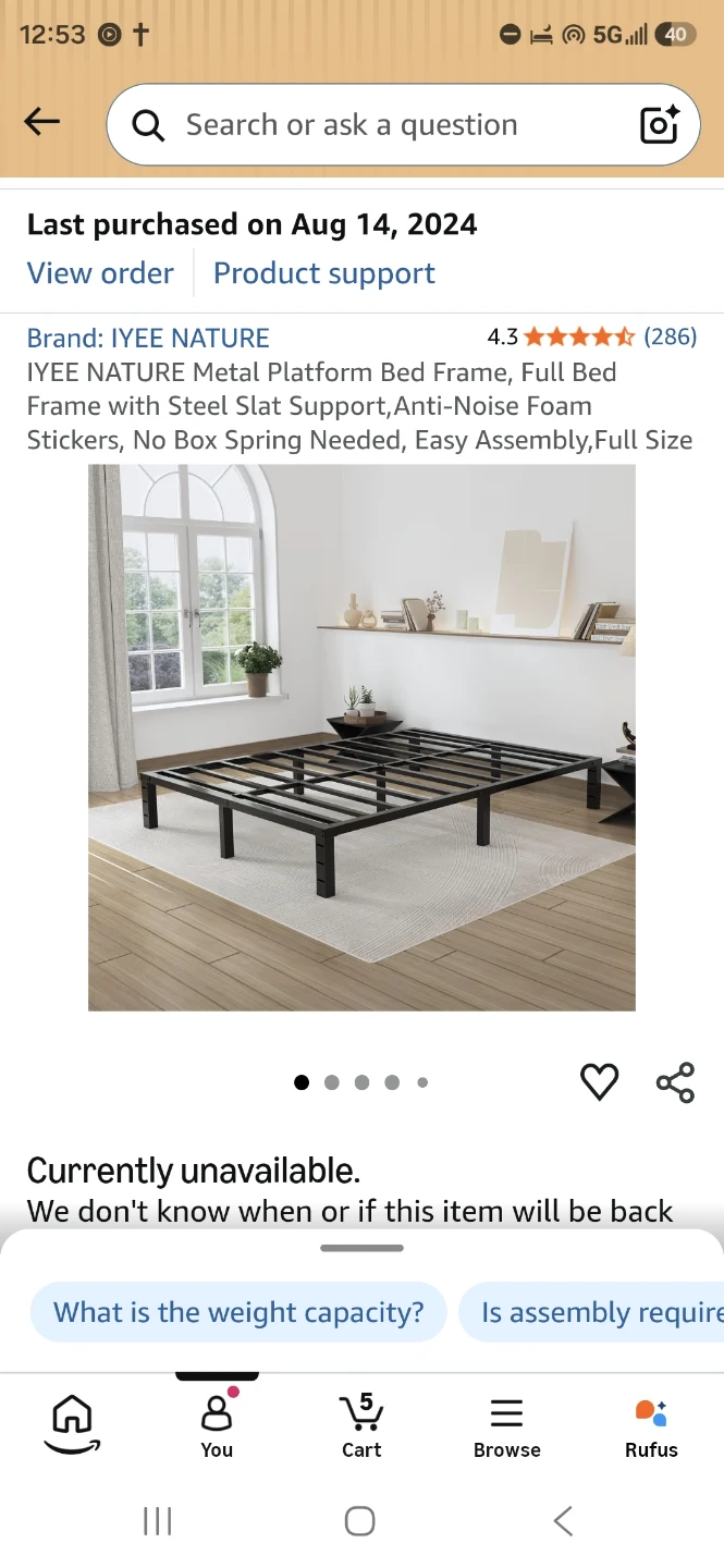 IYEE NATURE Metal Platform Bed Frame, Full Size