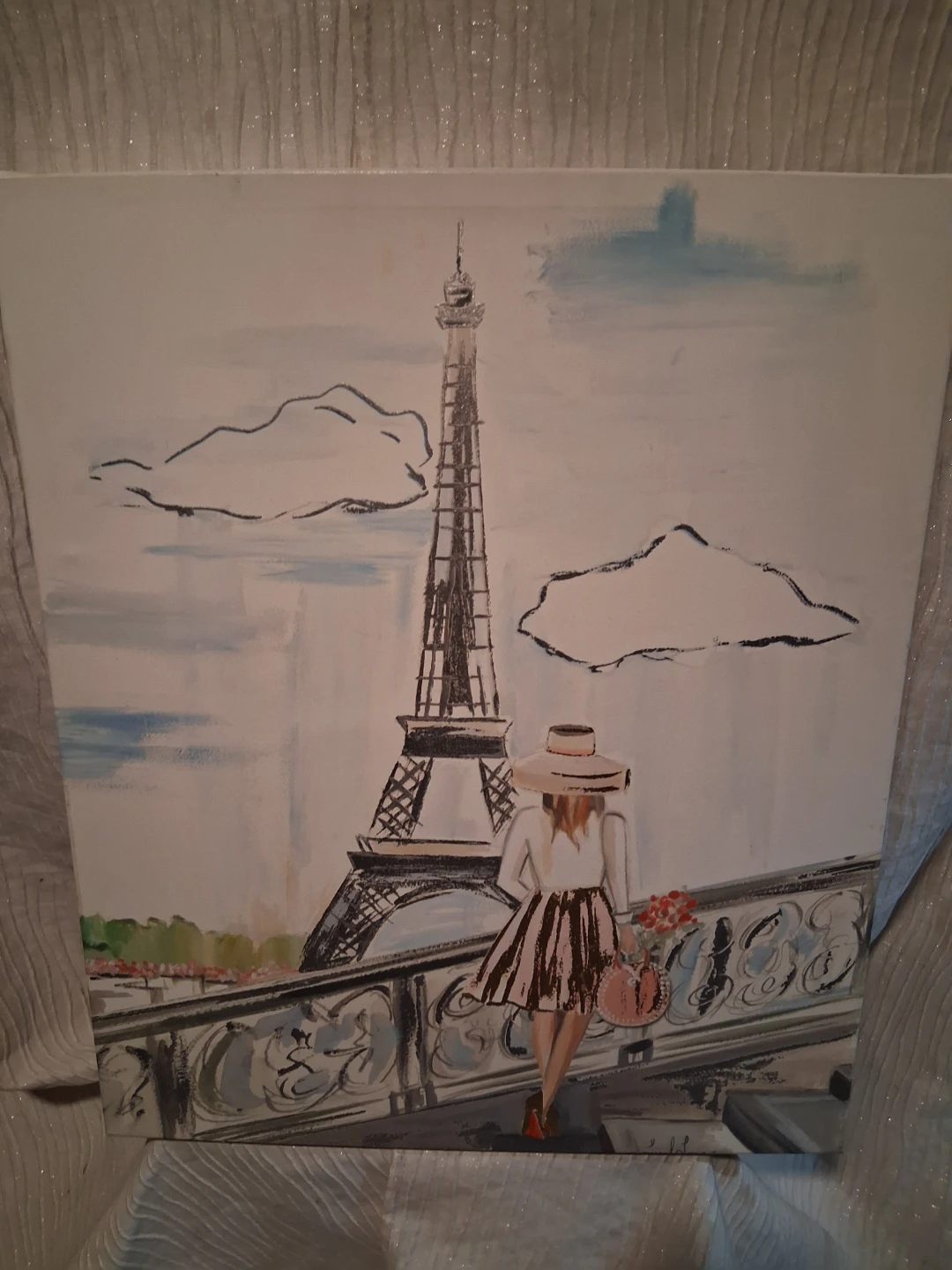 Paris Eiffel Tower Woman Painting