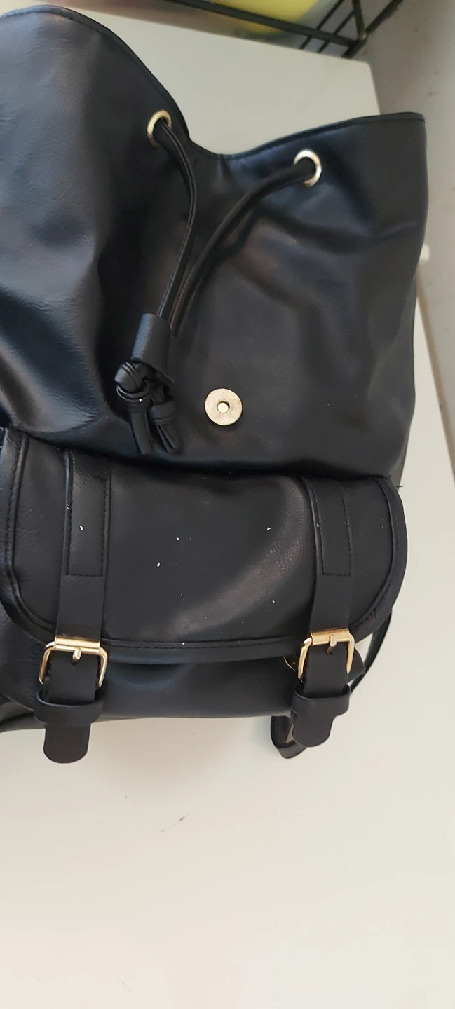 Black Faux Leather Backpack - photo 3