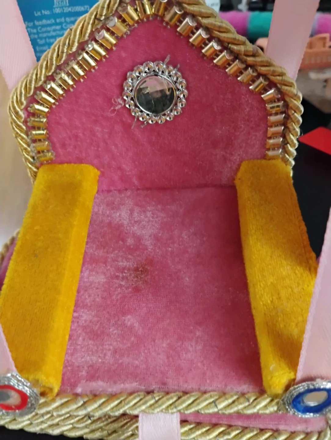 Decorative Pink and Gold Swing for Deities
