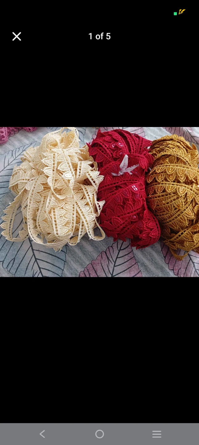 Lace Trim Ribbon - Cream, Red, and Gold