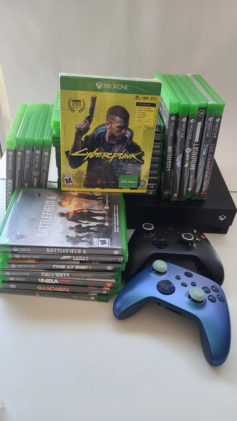 Xbox One X w/ games & controllers - photo 4