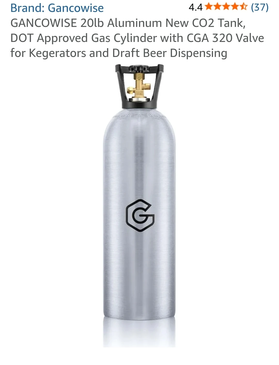 20lb Aluminum CO2 Tank with CGA 320 Valve - photo 2