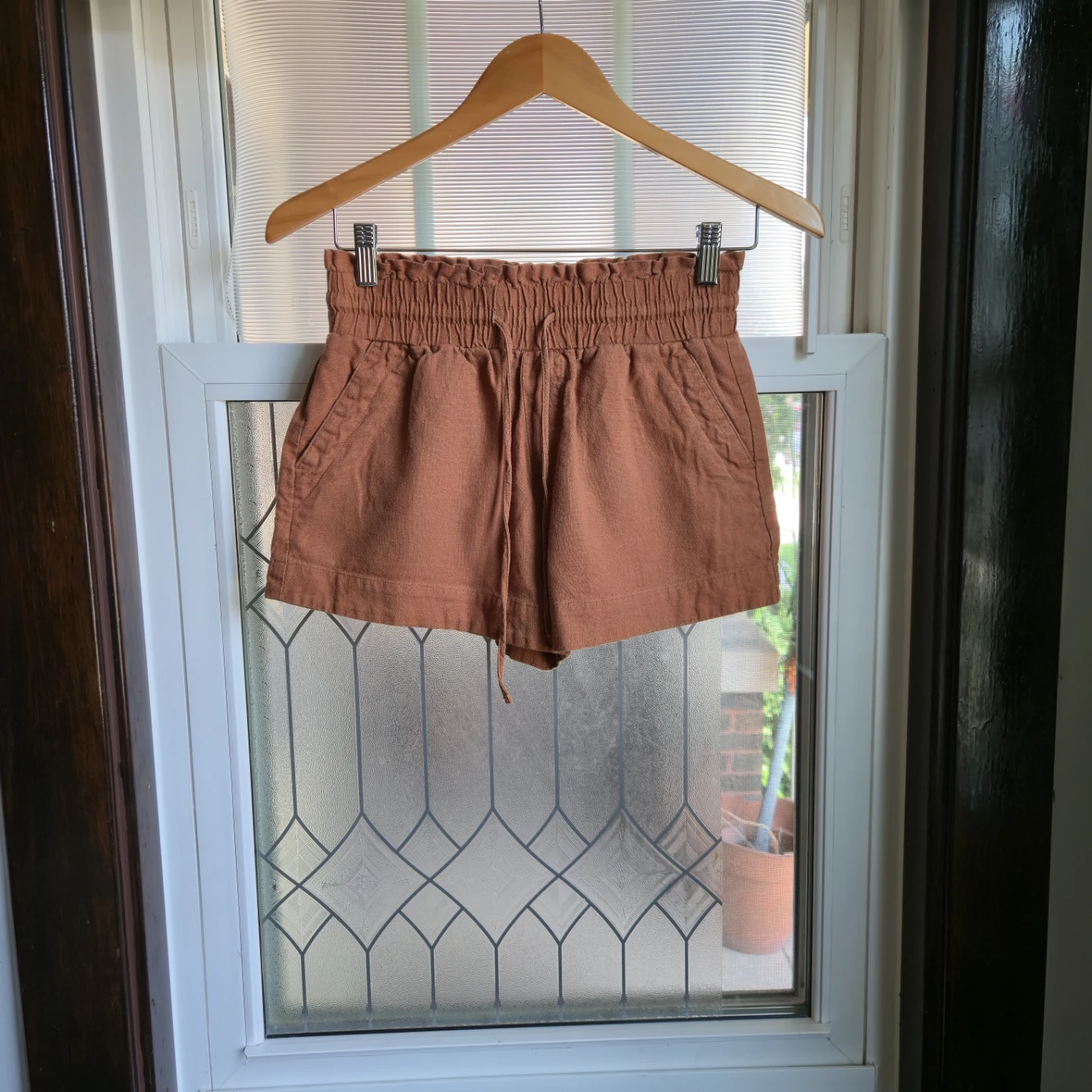 A New Day Paperbag Waist Shorts - XS - Rust Orange