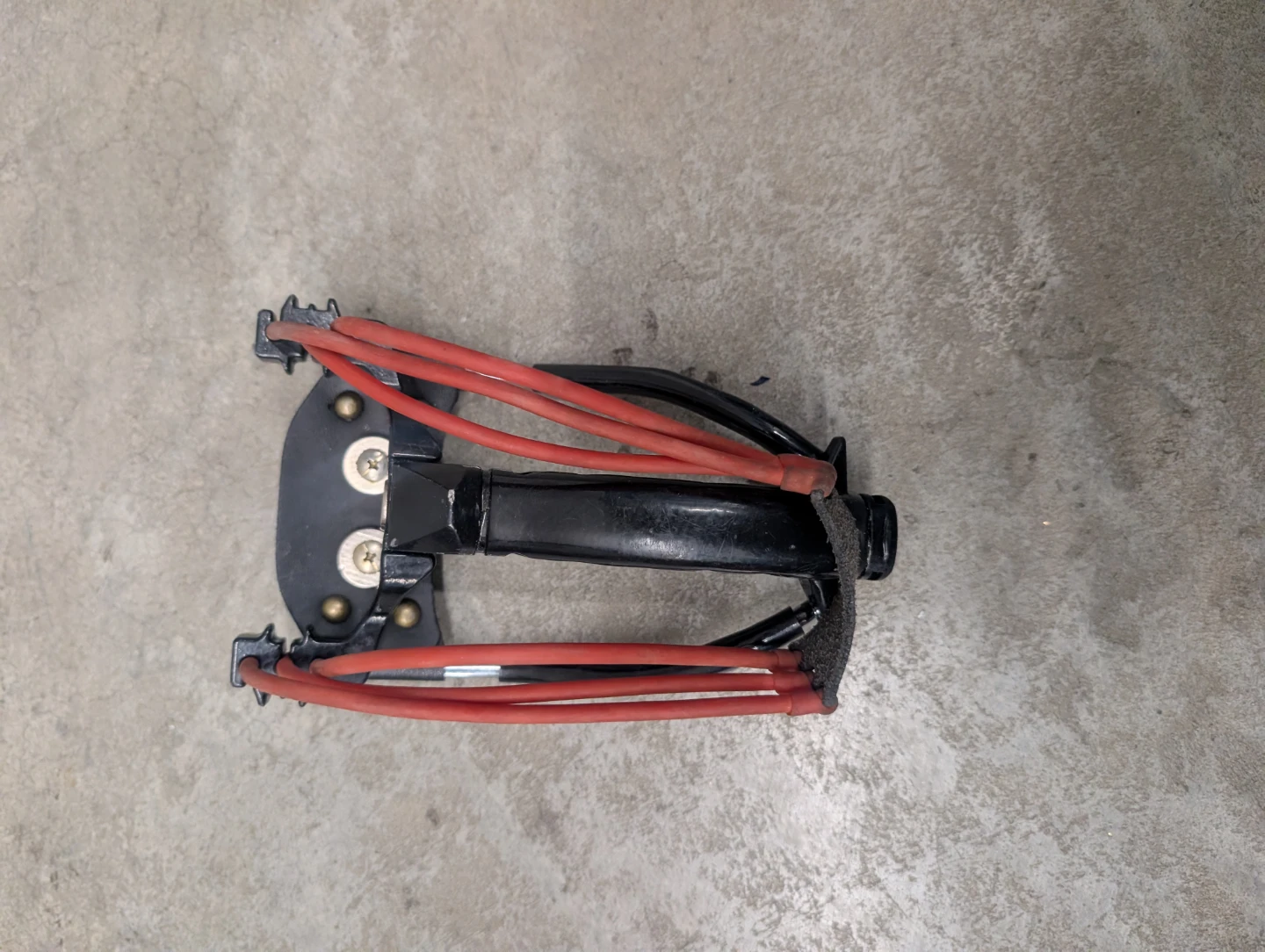 Black Slingshot with Red Bands