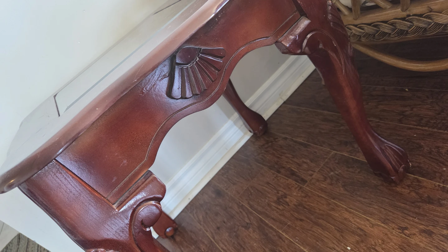 Wooden End Table with Glass Top - photo 4