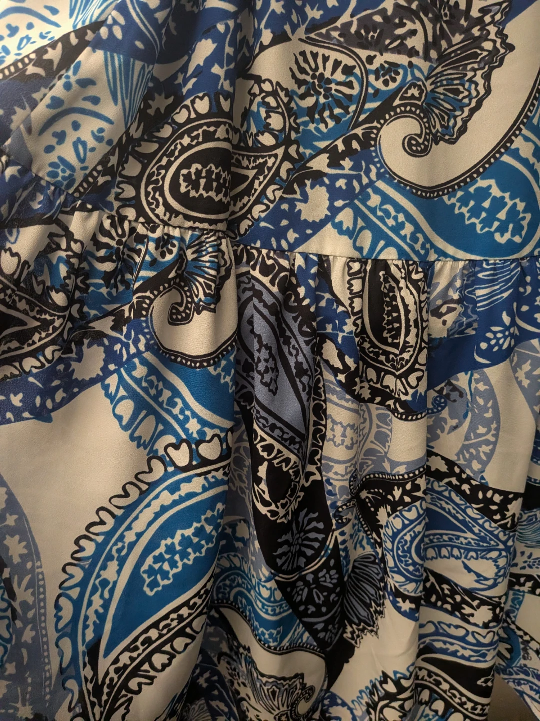 Blue Paisley Print Maxi Dress with Belt sz 12 Medium - photo 5