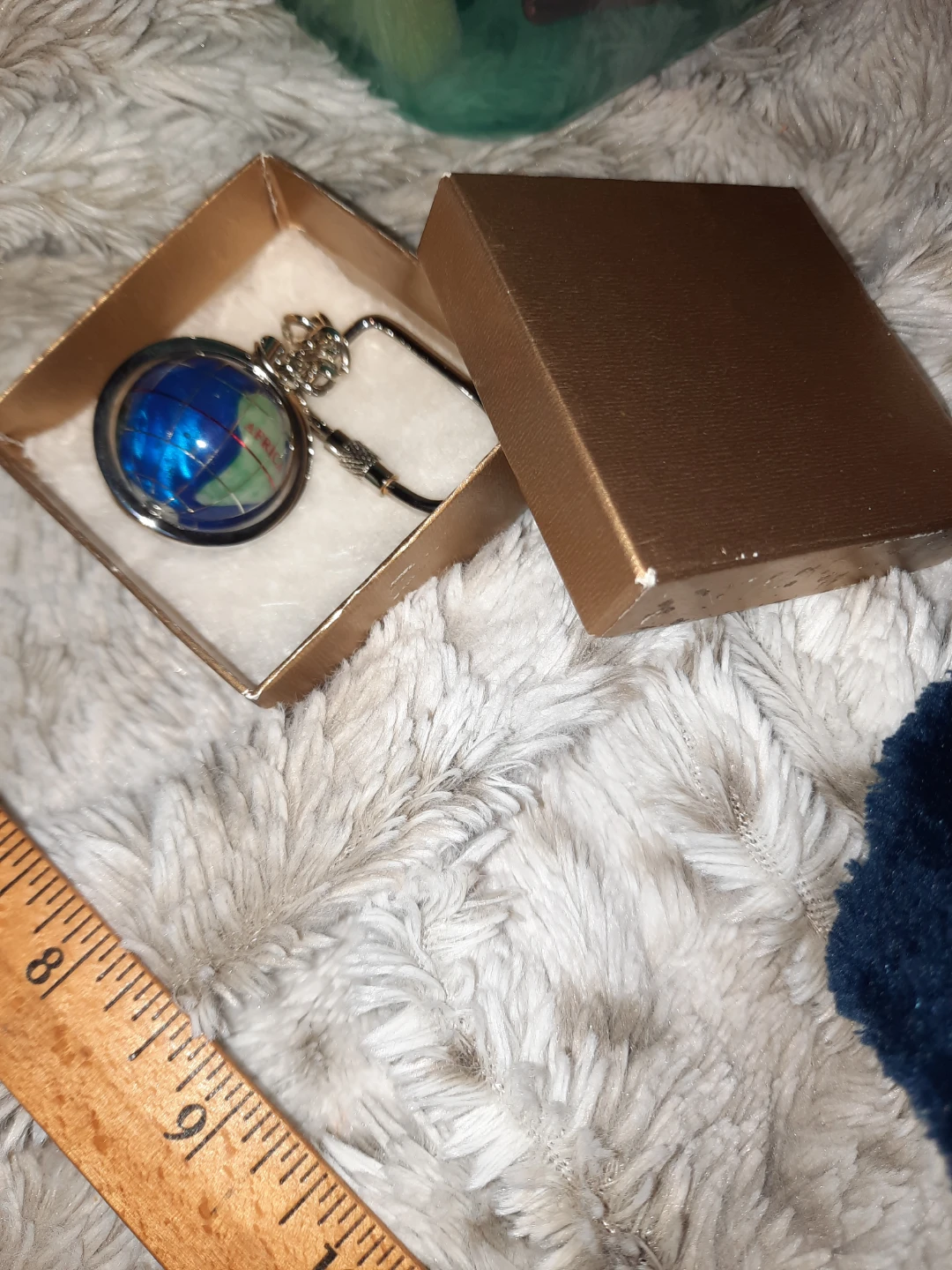 Globe Rotating Keychain REAL GEMSTONES Rhodium - photo 5