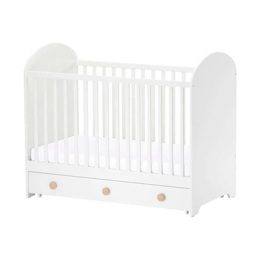Ikea GONATT Crib with drawer, white, 70x132 cm (27 1/2x52 ")