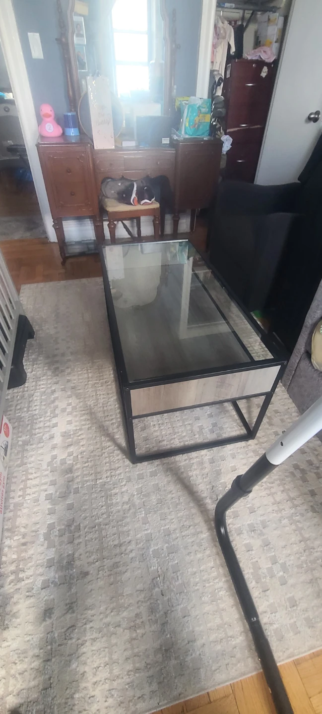 Glass Top Coffee Table with Wood Accent - photo 4
