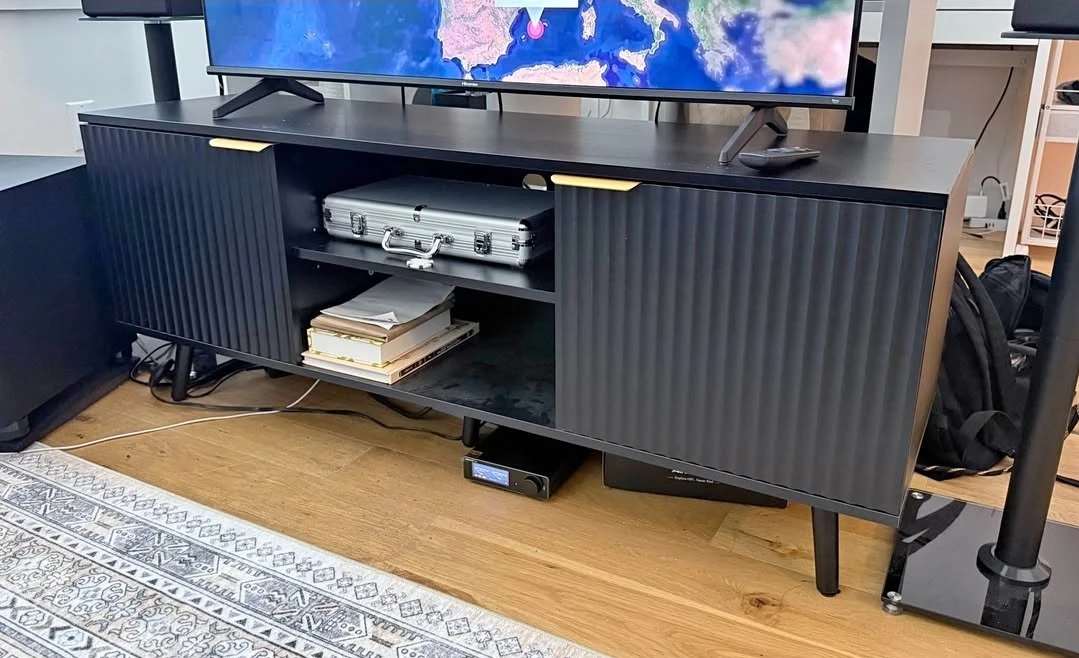 Black Media Console with Fluted Doors - photo 2